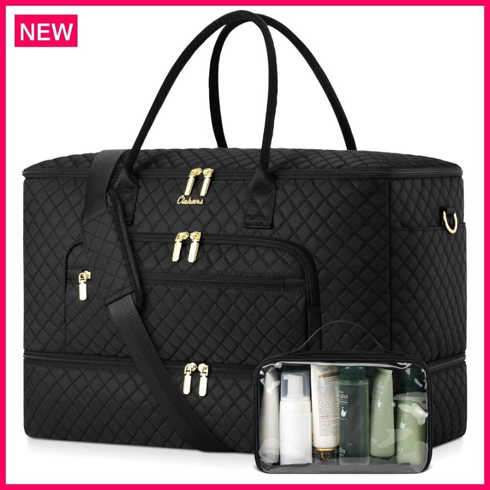 Large Travel Duffle Bag with Shoe Compartment, Wet Pocket, Carry-On Size,